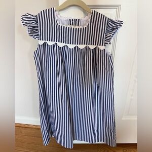 The Beaufort Bonnet Company Navy and White Striped Girls Dress